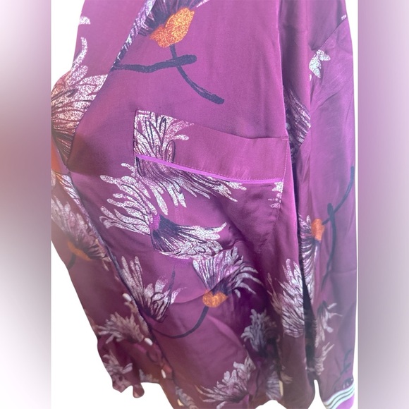 Anthropologie Oversized Button Front Pajama Shirt Mulberry Womens Size XL - Picture 5 of 15
